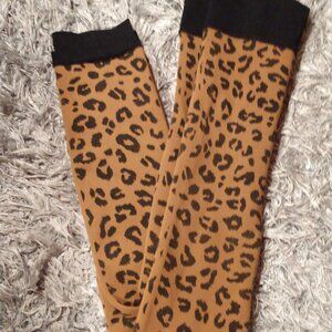NEW L/XL FURRY INSIDE TIME & TRU TIGHT LEOPARD PRINT LEGGINGS PANTS